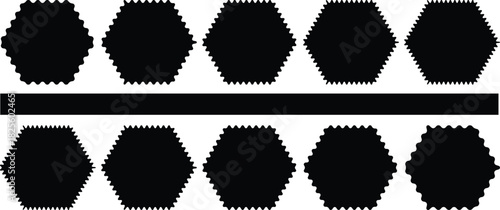 Colorful fabric swatches with zig-zag edges abstract background