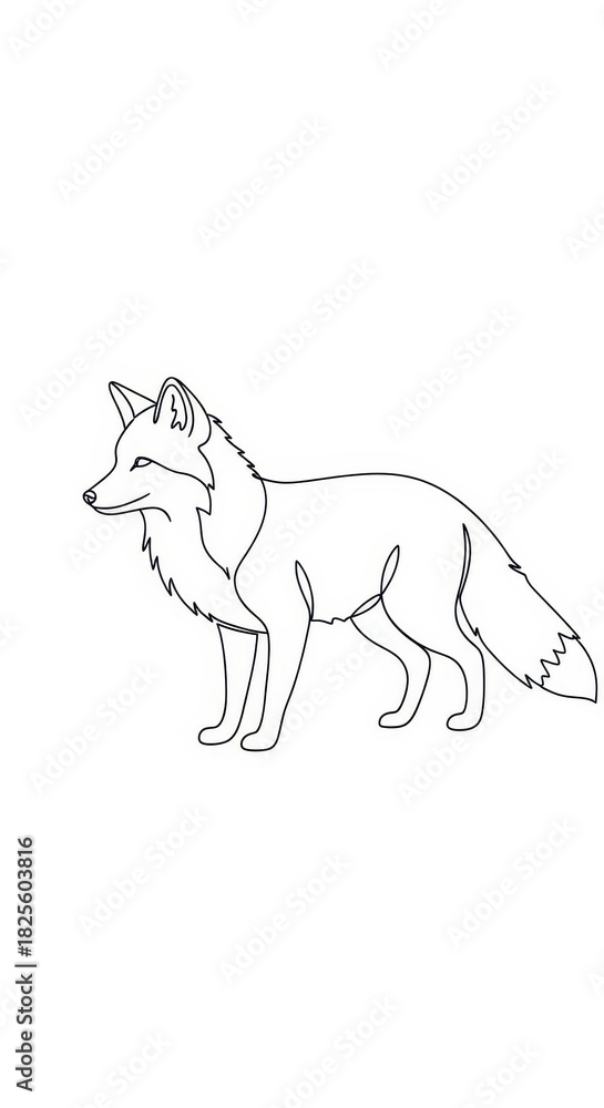 Naklejka premium Minimalist single line drawing depicts a canine standing in profile view