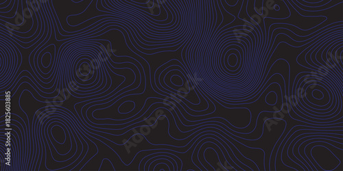Abstract dark topographic pattern with flowing contour lines, organic curves, and subtle blue lighting. Modern, minimal, and atmospheric background ideal for technology, mapping, or design projects.