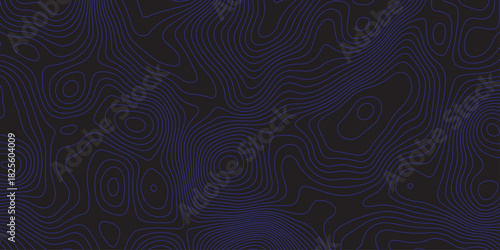 Abstract dark topographic pattern with flowing contour lines, organic curves, and subtle blue lighting. Modern, minimal, and atmospheric background ideal for technology, mapping, or design projects.