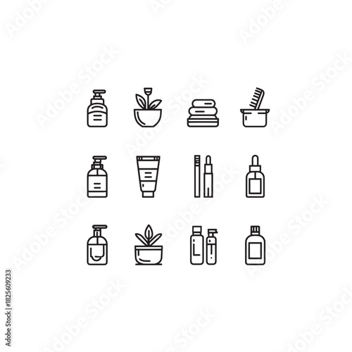 Beauty Treatment line art relaxing facial care routine