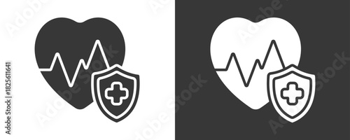 Health Insurance Icon Set Vector Collection Isolated In Black And White