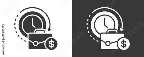 Overtime Icon Set Vector Collection Isolated In Black And White