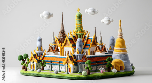 The Grand Palace Bangkok in Vibrant 3D Handmade Crochet Art
