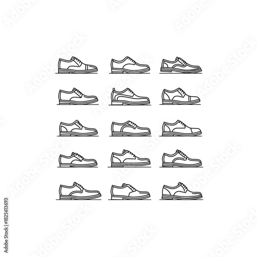 Business Shoes line art stylish formal footwear design