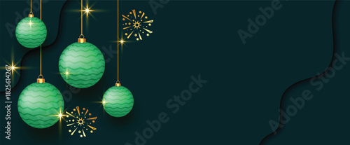 hanging xmas bauble and snowflake wallpaper with text space