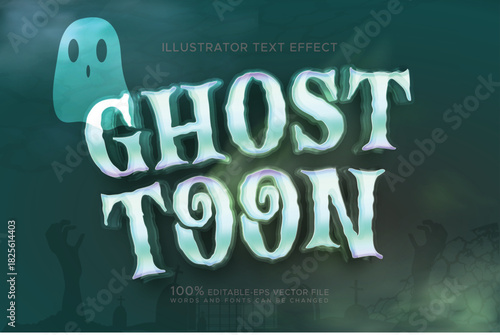 scary text cartoon style, ghost text