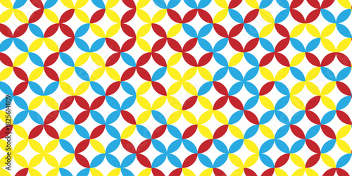 Abstract trendy meatball circle overlapping vector colorful repeat scales fabric textile clothing wallpaper texture design.	