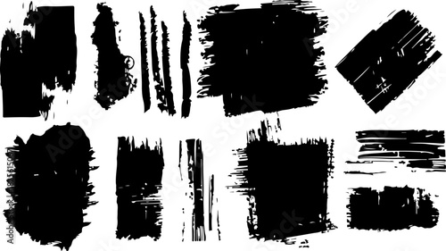 Collection of abstract grunge brush strokes and paint textures