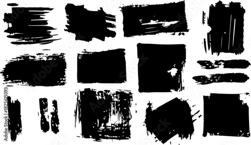 Collection of grunge brush strokes and textures for design elements