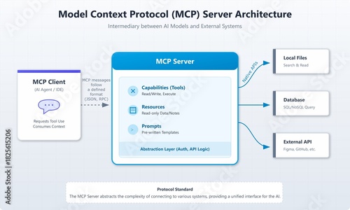 MCP Server Architecture Diagram – AI Client, Server, and External Systems Workflow