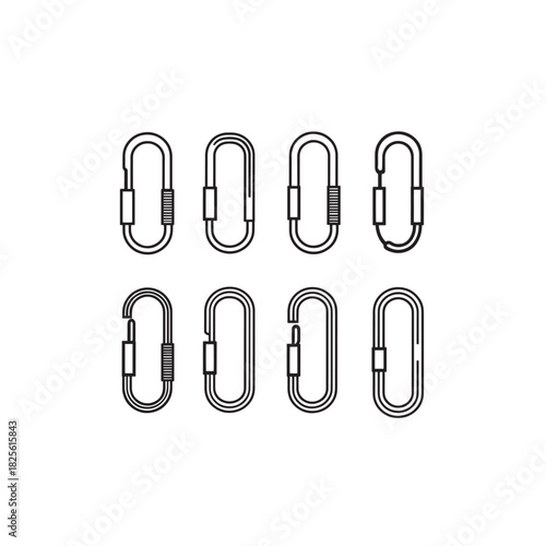 Carabiner line art versatile mountaineering equipment illustration
