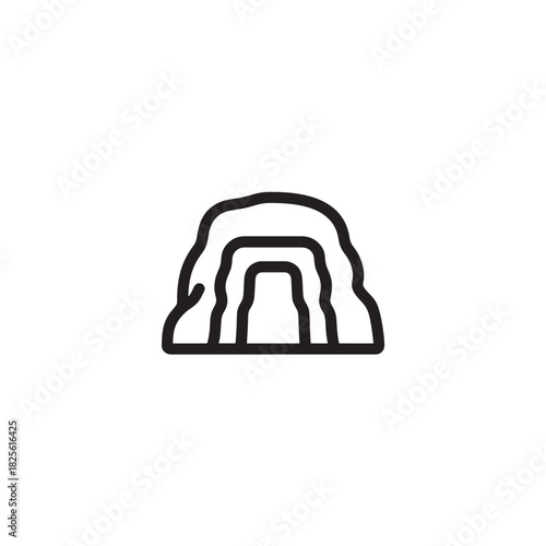 Cave Entrance line art shadowy mysterious stone formation