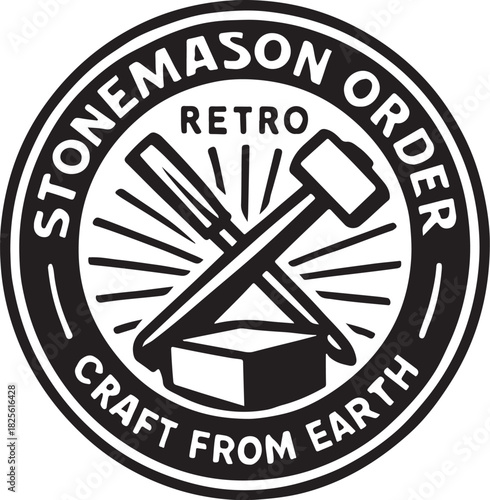 Retro Stonemason Order Vintage Stonecraft Badge.eps