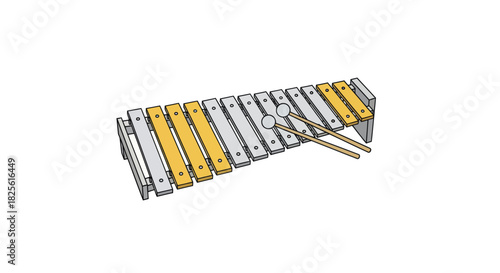 Colorful Wooden Xylophone with Two Mallets for Musical Play.