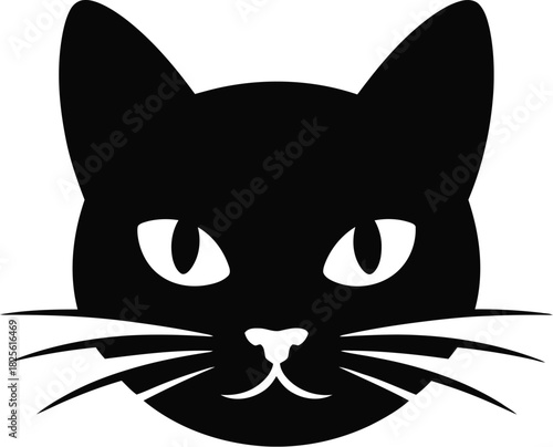 Black Silhouette of a Cat's Face with White Eyes feline