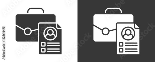 Portfolio Icon Set Vector Collection Isolated In Black And White