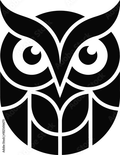 Detailed Black and White Geometric Owl Illustration