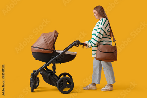 Young mother with baby stro...