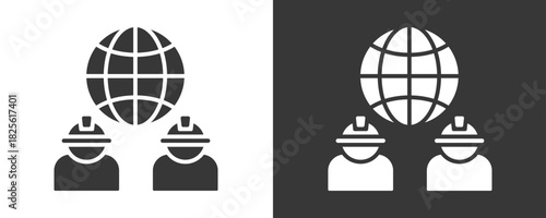 Worker Icon Set Vector Collection Isolated In Black And White