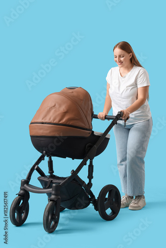 Young mother with baby stro...