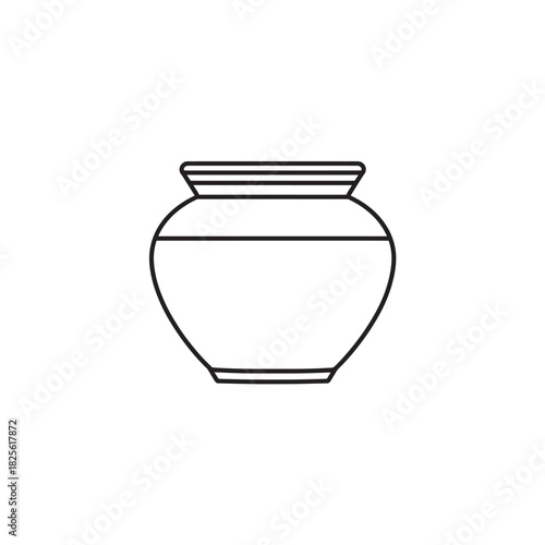 Clay Pot line art traditional earthenware craft illustration