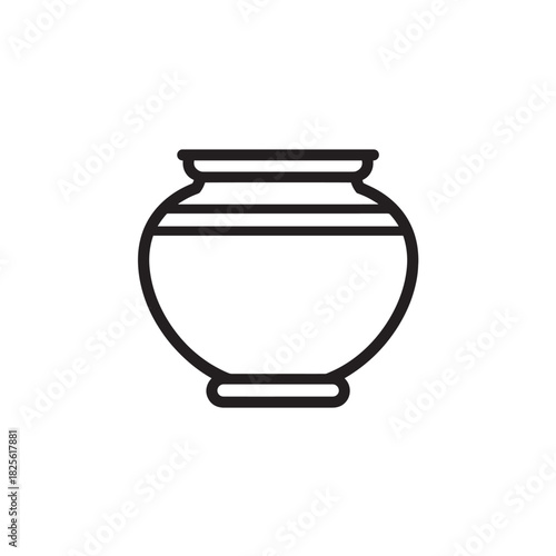 Clay Pot line art traditional earthenware craft illustration
