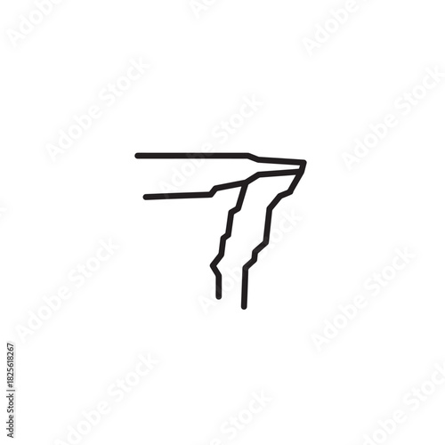 Cliff Edge line art steep mountainside with clouds