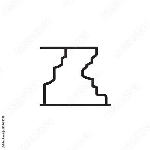 Cliff Edge line art steep mountainside with clouds