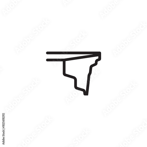 Cliff Edge line art steep mountainside with clouds