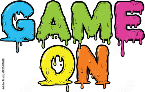 t shart2.eps Game On Slime Text Vector | Dripping Lettering Illustration | Colorful Goo Typography Design
