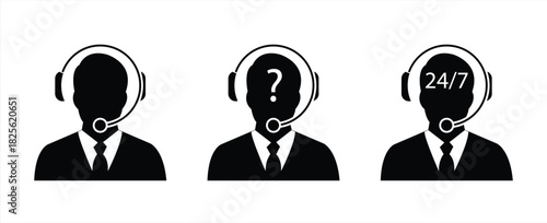 Support service icon set. Customer support sign. Call center symbol. Service concept symbol. Vector illustration