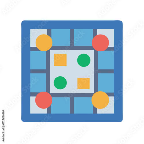 Abstract graphic board game illustration with geometric colorful shapes