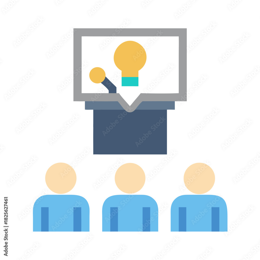 Obraz premium Flat illustration of business presentation or meeting concept