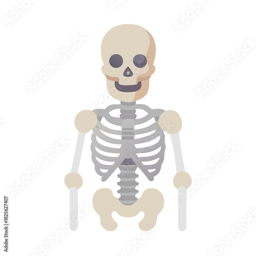 Cartoon Skeleton Illustration on Black Background for Halloween