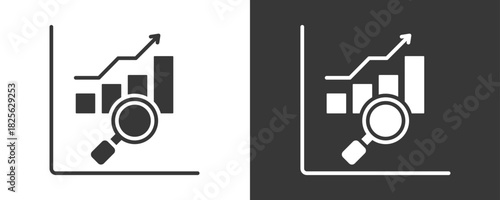Analysing Icon Set Vector Collection Isolated In Black And White