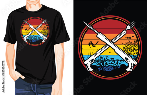 Retro Spearfishing t-shirt design