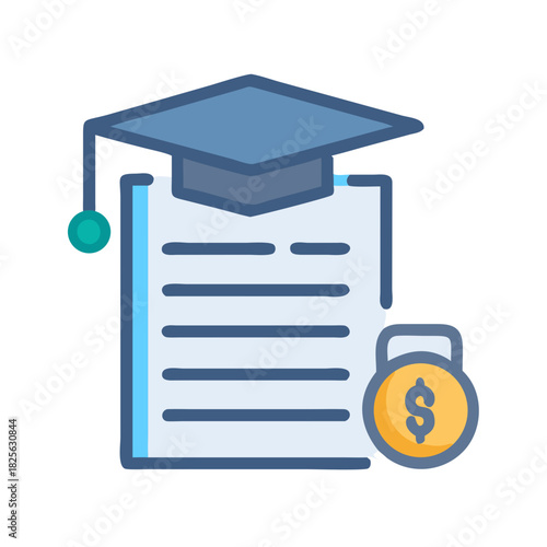 Education costs vector illustration with graduation cap and money