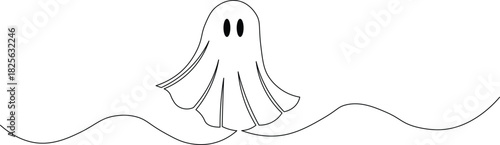 Spooky season vibes with this adorable ghost illustration floating above ground, perfect for Halloween cards and festive designs for your projects and social media