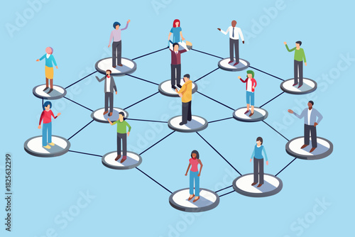 Isometric people network connecting diverse individuals on a decentralized platform