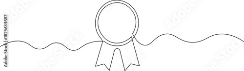 Elegant black line art of a stylish award ribbon for achievements, perfect for minimalistic designs and modern branding projects, celebrating success and recognition
