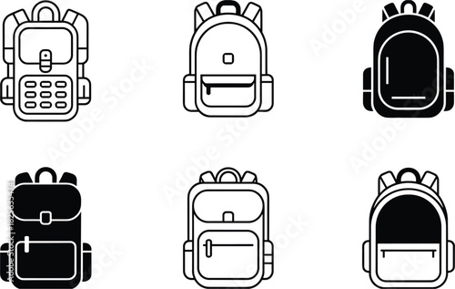 Backpack and Rucksack Icons Set vector illustration