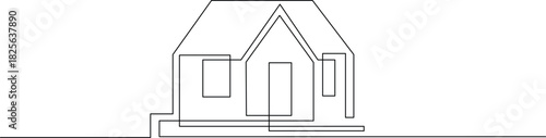 Elegant single line drawing of a house providing a modern minimalist design for real estate marketing and architectural presentations, perfect for home decor