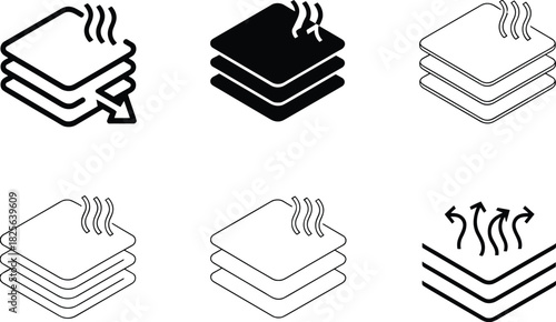 Layered Material Fabric Breathability Icons Set vector illustration