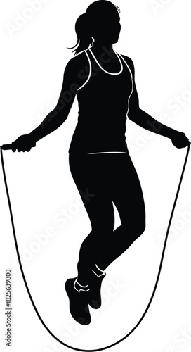 Silhouette of a woman skipping rope for a cardio workout