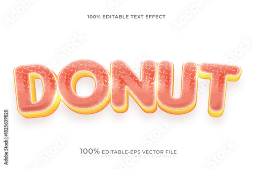 pink donut cake bread text effect