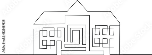 Modern architectural line art of a home, perfect for real estate, design, or construction projects needing a minimalist and stylish touch, conveying simplicity and elegance.
