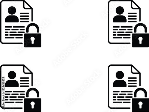 Personal Data Security Lock Document Icons Keywords: data security, privacy, protection, lock