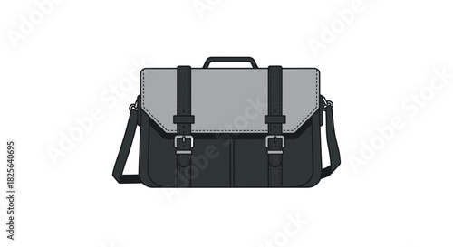 Stylish Two-Tone Satchel Bag with Buckle Closures and Adjustable Strap.