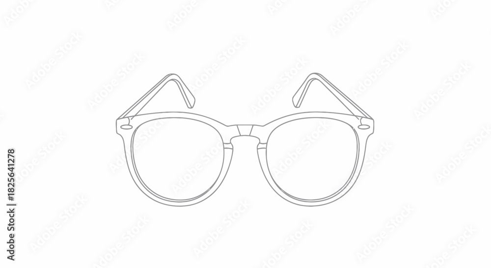 Fototapeta premium Simple Line Drawing of Classic Round Eyeglasses.